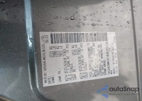 2015 Nissan Pathfinder S/Sv/Sl/Platinum z USA, uszkodzony, nr VIN 5N1AR2MM5FC683058